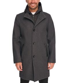 Мужское автомобильное пальто со съемным капюшоном и пуговицами Kenneth Cole, серый