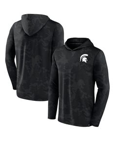 Мужская черная брендовая футболка с длинным рукавом и худи с камуфляжным принтом Michigan State Spartans Fanatics, черный