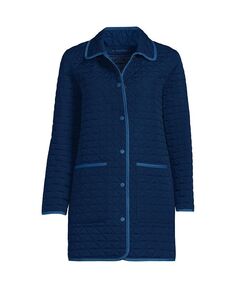 Женское утепленное двустороннее пальто для миниатюрных размеров Lands&apos; End, синий