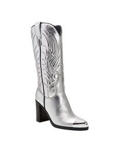 Женские узкие ботинки до икры Zaina Western Western Katy Perry, серебро