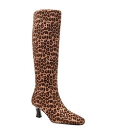 Женские ботинки на каблуке-рюмочке с квадратным носком The Zaharrah, стандартные икры Katy Perry, цвет Leopard Multi
