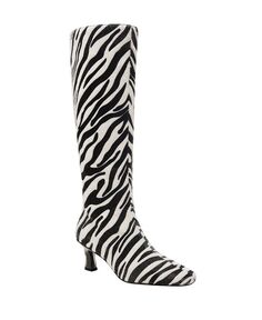 Женские ботинки на каблуке-рюмочке с квадратным носком The Zaharrah, стандартные икры Katy Perry, цвет Zebra Multi