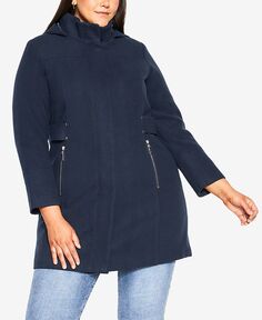 Простое пальто из искусственной шерсти больших размеров AVENUE, синий