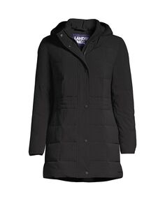 Женское стеганое пуховое пальто стрейч Lands&apos; End, цвет Black