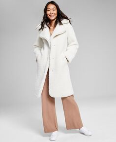 Женское плюшевое пальто с воротником-стойкой BCBGeneration, слоновая кость/кремовый