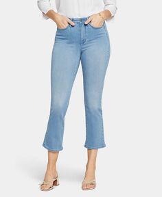 Женские узкие укороченные расклешенные джинсы из эластичного денима с высокой посадкой NYDJ, цвет Lustre