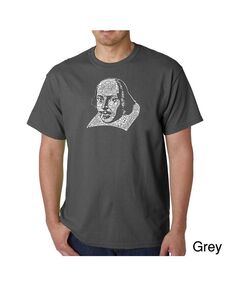 Мужская футболка с рисунком Word Art — Шекспир LA Pop Art, серый
