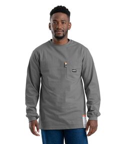Мужская огнестойкая футболка с круглым вырезом и карманами, большая и высокая Berne, цвет Grey