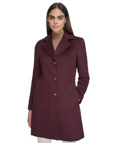 Женское однобортное пальто из смесовой шерсти Calvin Klein, красный