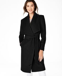 Женское пальто с запахом и поясом из смесовой шерсти Cole Haan, черный