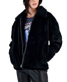 Детское пальто из искусственного меха с молнией спереди и длинными рукавами Jou Jou, черный