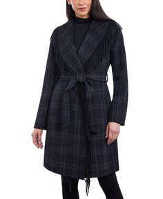 Женское двустороннее пальто с запахом из смесовой шерсти Michael Kors, черный