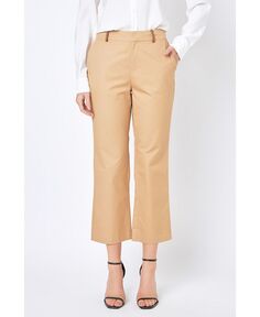Женские укороченные брюки из твила с расклешенным краем English Factory, тан/бежевый