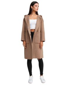 Женское пальто из смесовой шерсти с длинным рукавом для женщин Walk This Way Belle &amp; Bloom, тан/бежевый