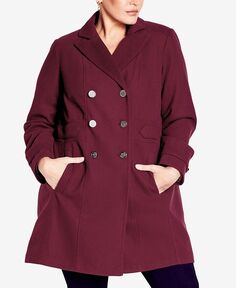 Большие размеры Пальто с пуговицами в стиле милитари AVENUE, красный