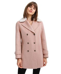 Женское шерстяное пальто Liberty с воротником из шерпы Belle &amp; Bloom, розовый
