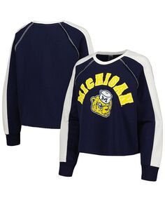 Женский укороченный пуловер темно-синего цвета Michigan Wolverines Blindside Raglan nbsp; Gameday Couture, синий
