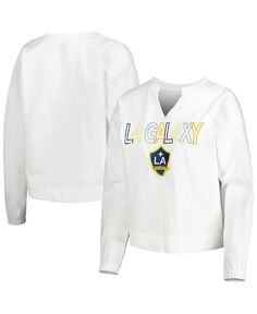 Женская белая футболка с длинным рукавом LA Galaxy Sunray Notch Neck Concepts Sport, белый