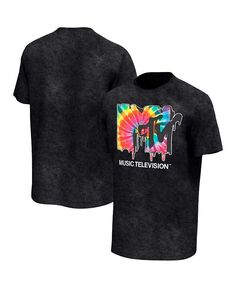 Мужская черная футболка с вымытым цветным логотипом MTV Philcos, черный