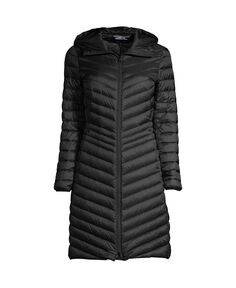 Женское сверхлегкое компактное пуховое пальто для миниатюрных размеров Lands&apos; End, черный