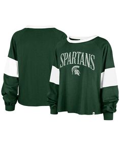 Женская зеленая рваная футболка с длинными рукавами Michigan State Spartans Upside Rhea Raglan &apos;47 Brand, зеленый