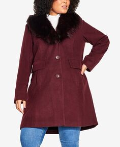 Длинное пальто из искусственной шерсти больших размеров AVENUE, красный