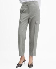Женские брюки-карго MANGO, серый