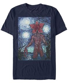 Мужская футболка с короткими рукавами и плакатом «Очень странные дела» в стиле «Демогоргон Звездная ночь» Fifth Sun, синий