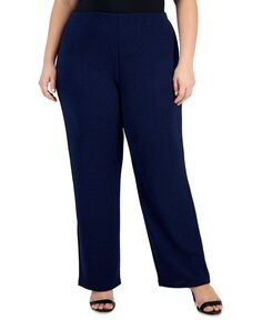 Новые блестящие трикотажные брюки больших размеров JM Collection, синий