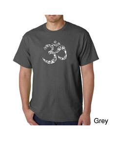 Мужская футболка с рисунком Word Art — символ Ом LA Pop Art, серый