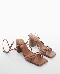 Женские сандалии с перекрещенными ремешками MANGO, коричневый