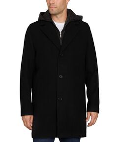 Мужское однобортное пальто со стеганым нагрудником Sam Edelman, черный