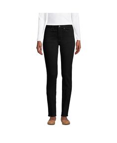 Женские прямые джинсы со средней посадкой для миниатюрных женщин — черные Lands&apos; End, цвет Black