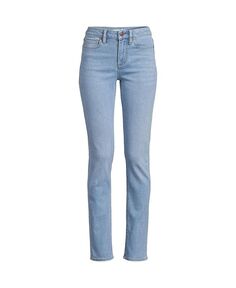 Женские прямые синие джинсы с высокой посадкой и средней посадкой Lands&apos; End, цвет Mellow indigo