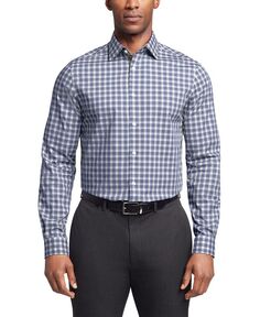 Мужская классическая рубашка без морщин стандартного кроя для страйкбола стрейч Michael Kors, синий