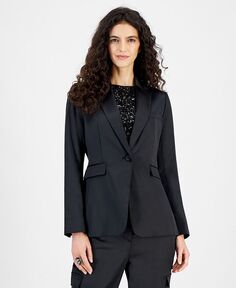Женский атласный пиджак с длинными рукавами и пуговицами спереди Bar III, черный
