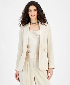 Женский атласный пиджак с длинными рукавами и пуговицами спереди Bar III, слоновая кость/кремовый