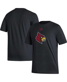 Мужская черная футболка с логотипом Louisville Cardinals Fresh adidas, черный