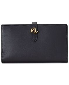Кожаный кошелек двойного сложения с логотипом Lauren Ralph Lauren, черный