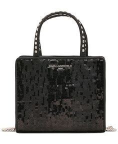 Миниатюрная сумка-портфель Ikons с пайетками KARL LAGERFELD PARIS, черный
