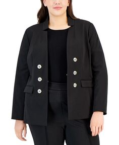 Искусственный двубортный пиджак больших размеров с понте Tahari ASL, черный