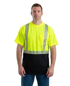 Мужская футболка Hi Vis Class 2 с цветными блоками Berne, желтый
