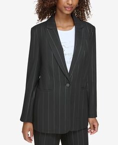Женский пиджак в тонкую полоску металлик KARL LAGERFELD PARIS, черный