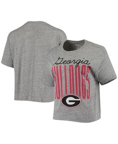 Женская укороченная футболка серого цвета с принтом Georgia Bulldogs Sanibel Knobi Pressbox, серый