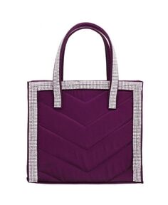 Женская стеганая сумка-портфель с шевроном и кристаллической отделкой Nina, фиолетовый