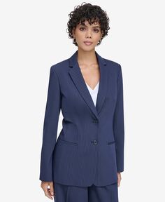 Женский пиджак в тонкую полоску с двумя пуговицами Calvin Klein, синий