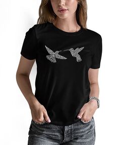 Женская футболка с короткими рукавами и надписью «Колибри» LA Pop Art, черный