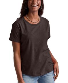 Женская свободная футболка Originals Triblend с короткими рукавами Hanes, черный