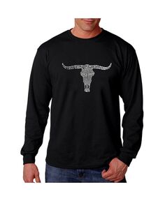 Мужская футболка с длинным рукавом с надписью Word Art — Outlaws LA Pop Art, черный