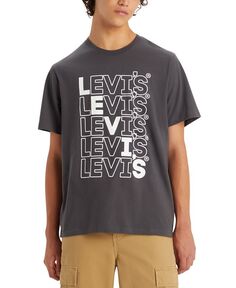 Мужская футболка свободного кроя с короткими рукавами и круглым вырезом с логотипом Levi&apos;s, черный Levis